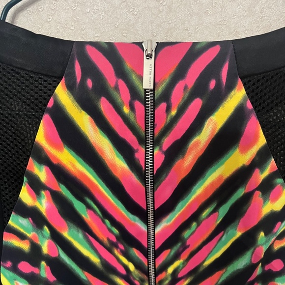 Karen Millen Multicolor Striped Neon Mesh Detail Cocktail Pencil Sheath Dress 2 - Picture 14 of 14